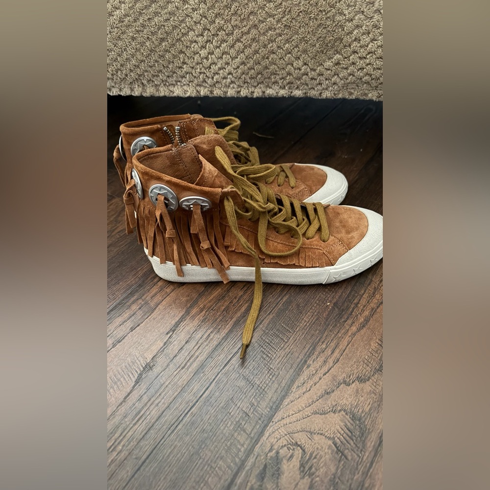 The sneakers are the ASH Marlow Fringe Lace Up High Top Sneakers. Size 38 - Picture 6 of 16